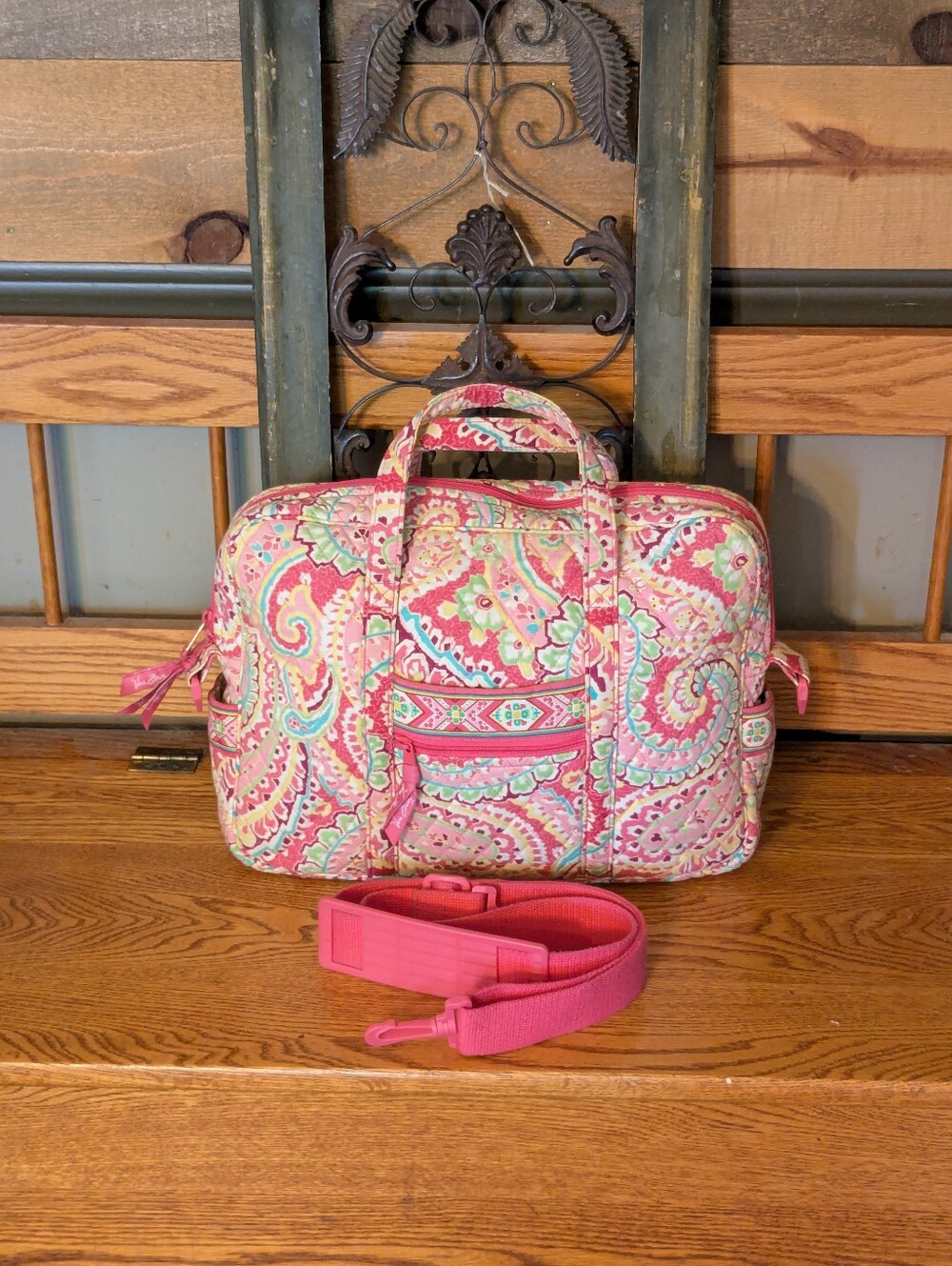 Vera Bradley Capri Melon Laptop Messenger/Weekender Bag